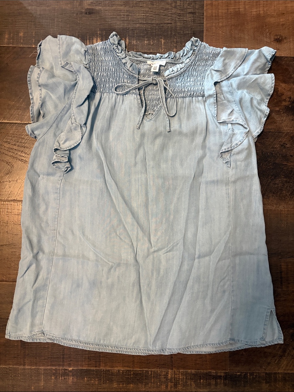 Light Blue Ruffle Sleeve Shirt